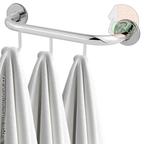 Cabide de banheiro barra com 20cm e 3 ganchos metal - Belluno - Imagem 2