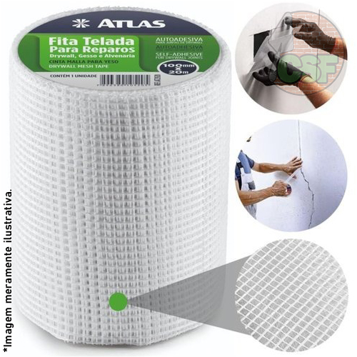 Fita telada autoadesiva de fibra de vidro 100mm x 20m para Reparos - Atlas - Imagem 3
