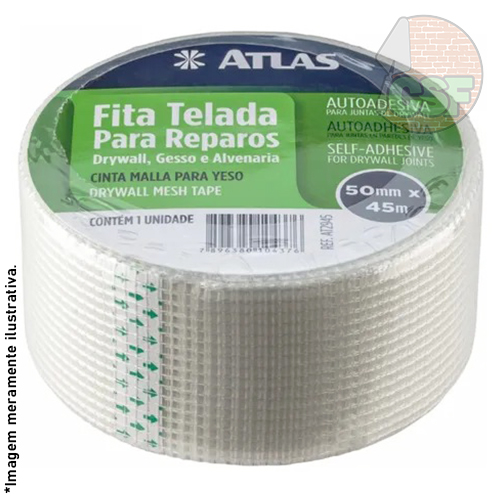 Fita telada autoadesiva de fibra de vidro 50mm x 45m para Reparos - Atlas