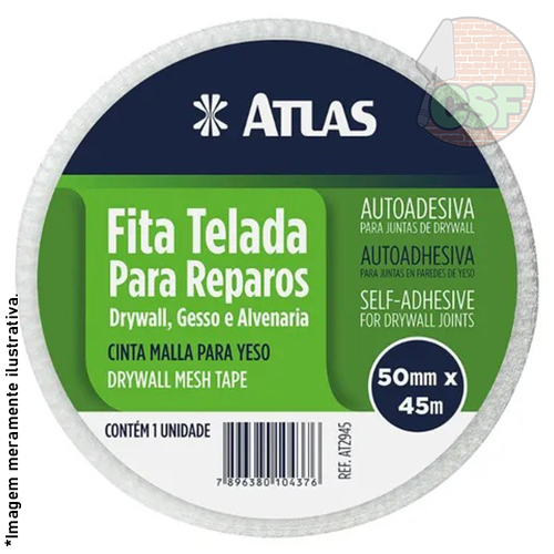 Fita telada autoadesiva de fibra de vidro 50mm x 45m para Reparos - Atlas - Imagem 2