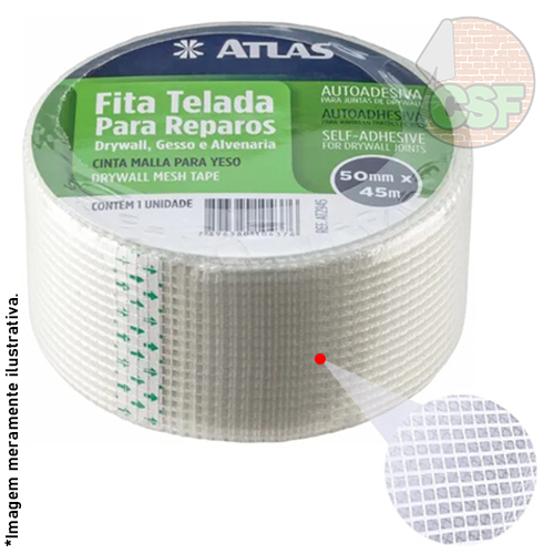 Fita telada autoadesiva de fibra de vidro 50mm x 45m para Reparos - Atlas - Imagem 3