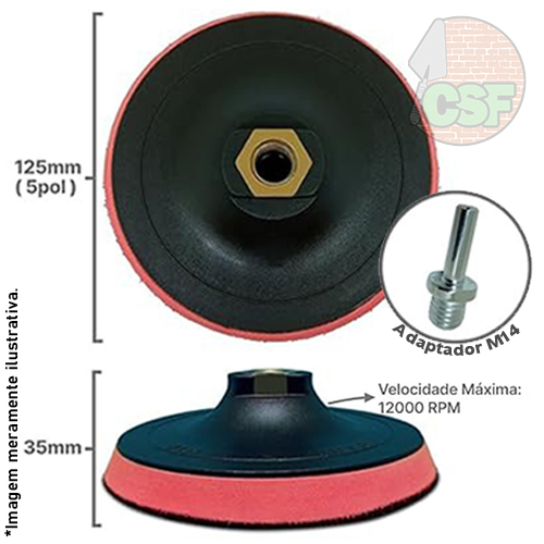 Suporte de boina velcro para discos lixa 125mm - MTX - Imagem 2