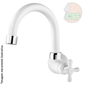 Torneira pia de parede bica móvel 1/4 de volta maruja branco - Viqua