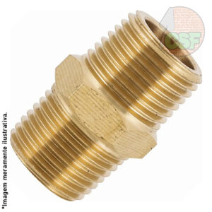 Niple duplo em latão rosca 1/2" para gás - Roco