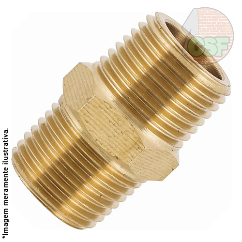 Niple duplo em latão rosca 1/2" para gás - Roco