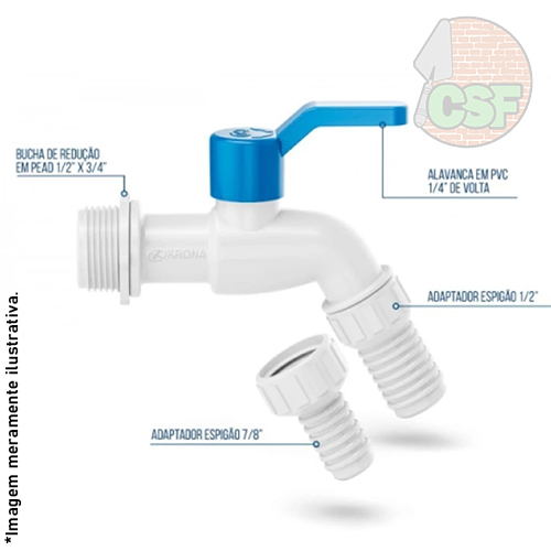 Torneira de esfera para jardim ou tanque em PVC - Krona - Imagem 3